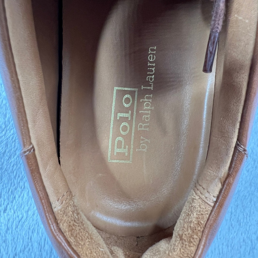 Polo Ralph Lauren Jermain II Leather Sneakers Size 11.5 Brown Men Low Top Casual - Picture 7 of 16